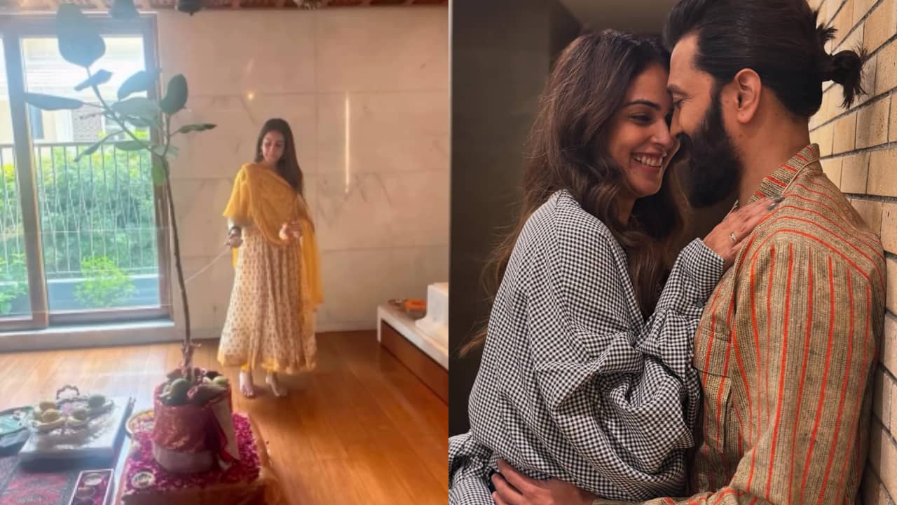 Genelia D'Souza performs Vat Savitri puja for husband Riteish Deshmukh, writes, "Dearest Navra, I love you"