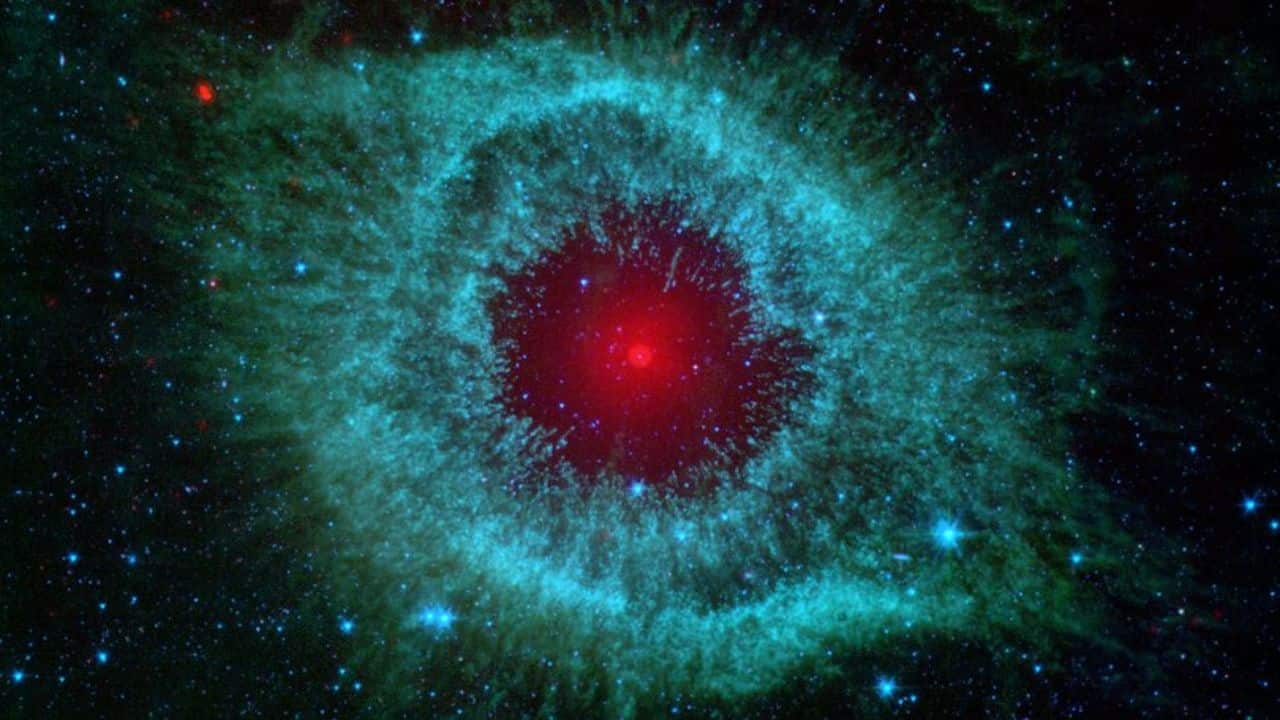 Helix Nebula: The Helix Nebula in Aquarius, nicknamed &quot;God's Eye,&quot; is a favourite among amateur astronomers for its vivid colours and striking resemblance to a giant cosmic eyeball. (Image: NASA)