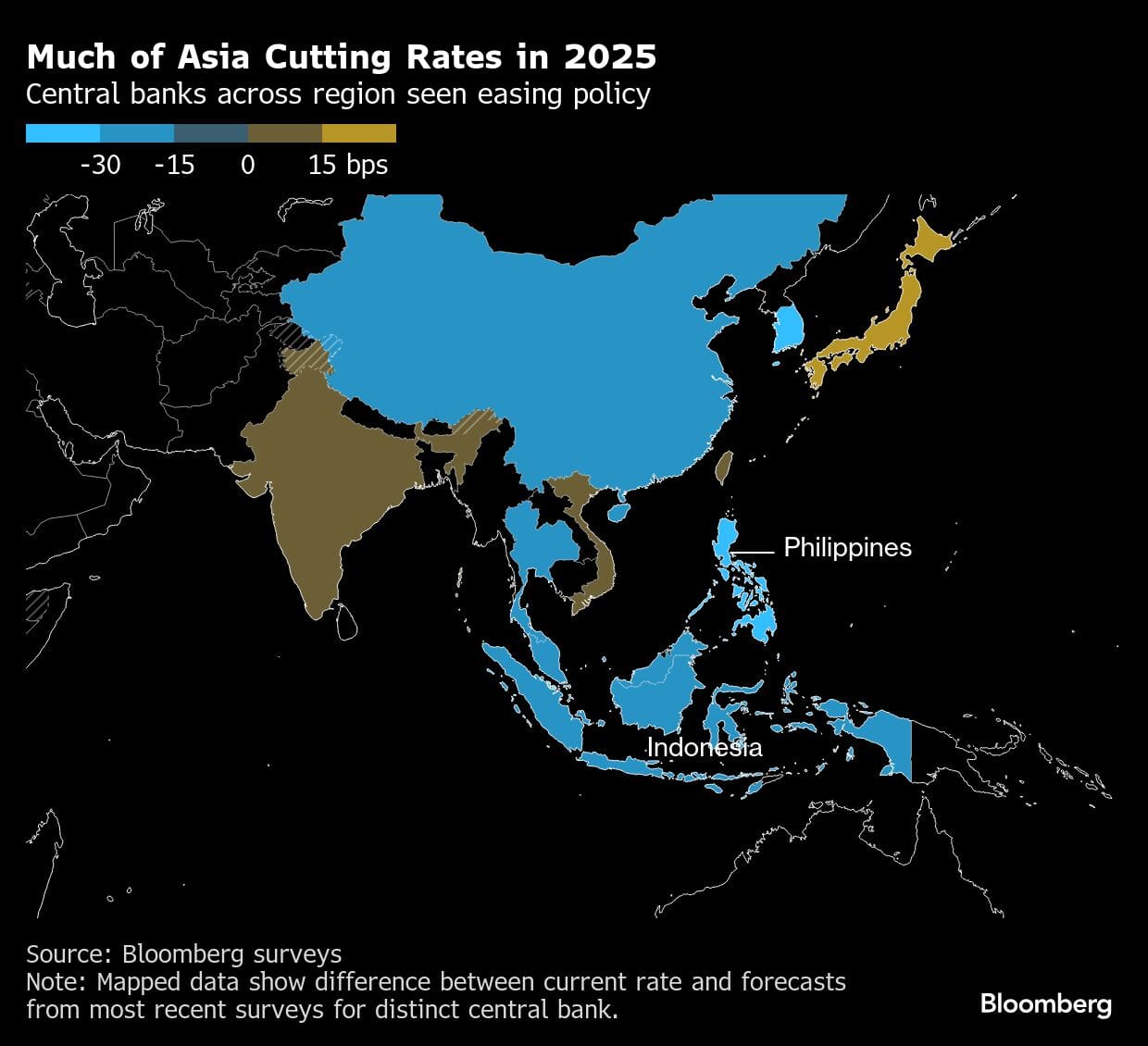 Much of Asia Cutting Rates in 2025 | Central banks across region seen easing policy