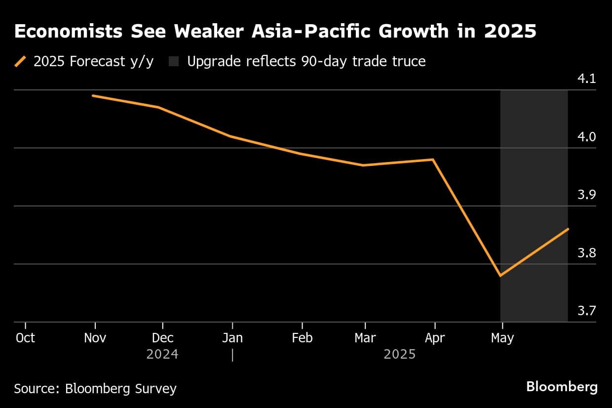 Economists See Weaker Asia-Pacific Growth in 2025