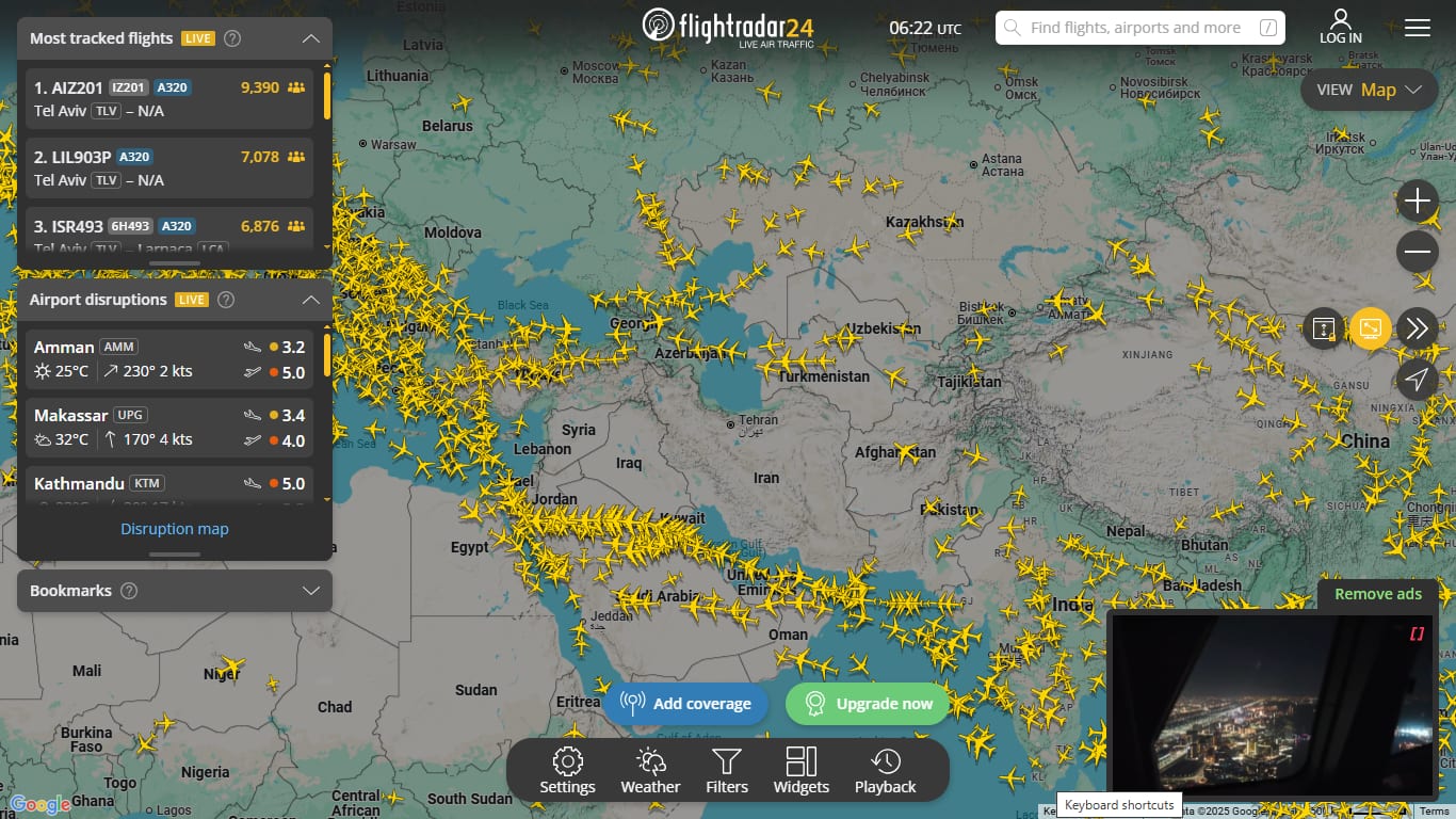 Israel-Iran conflict: Here's how the Middle East airspace looks like