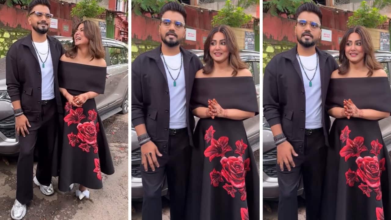Hina Khan, Rocky Jaiswal twin in black on first outing as a married couple