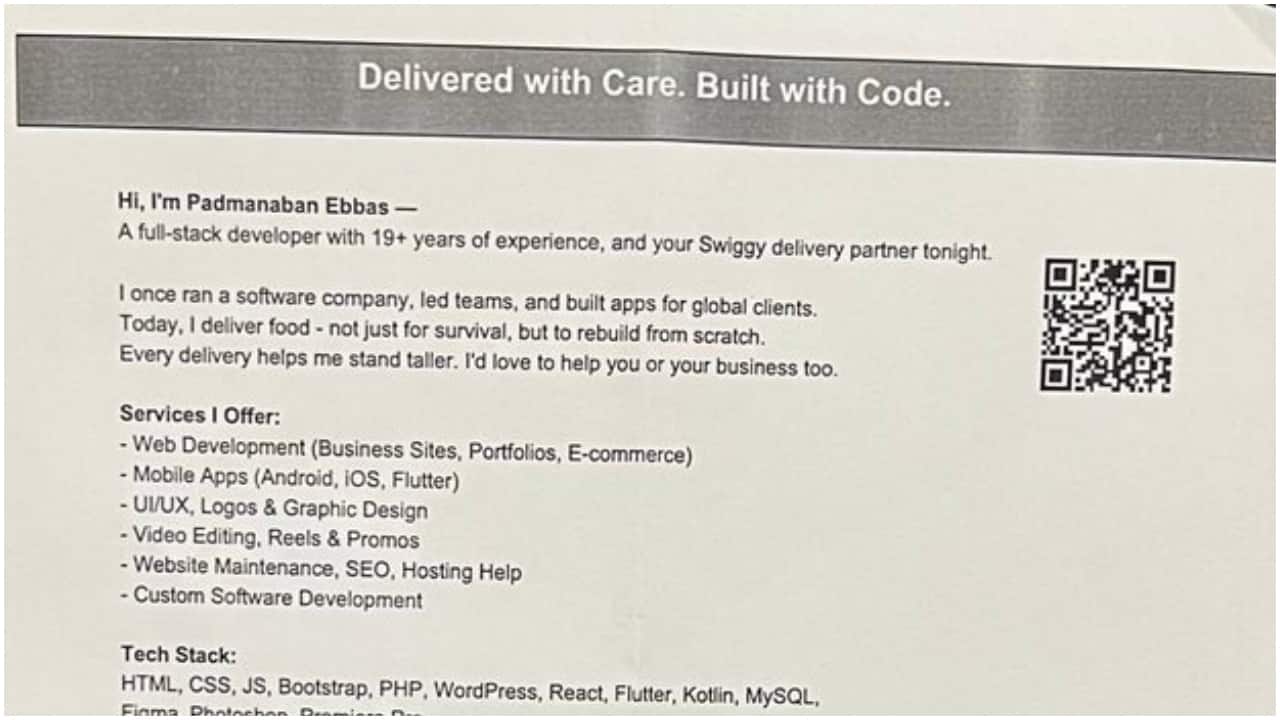 Why this full-stack developer with 2 decades of experience is now a Swiggy delivery agent