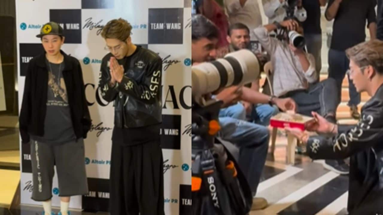 Jackson Wang wins hearts as he greets the paps with folded hands, distributes sweets at an event, latter say "love you": Watch