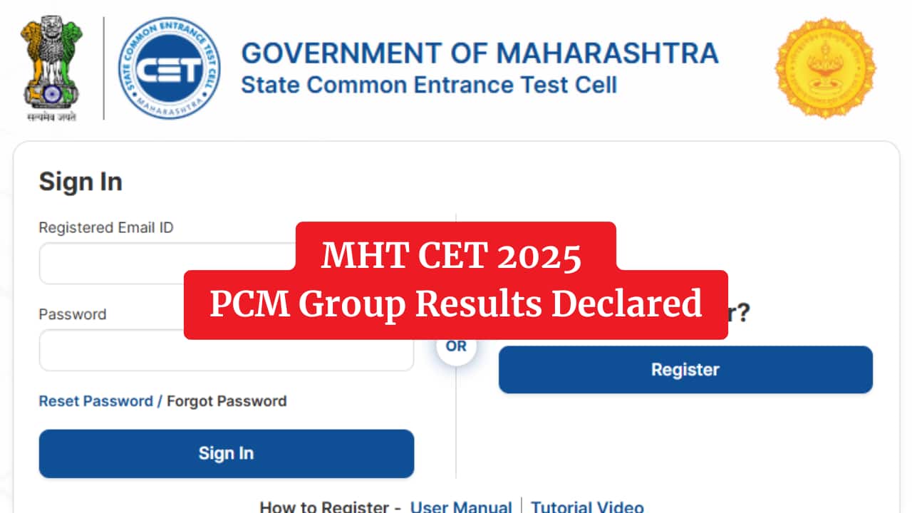 MHT CET 2025 PCM Group Results declared @ cetcell.mahacet.org; direct link here MHT CET 2025 PCM Group Results declared @ cetcell.mahacet.org; direct link here