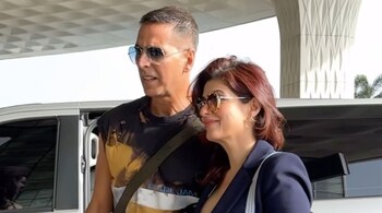 One of the videos that a paparazzo posted online showed Akshay getting out of his car first, then Nitara and Twinkle.