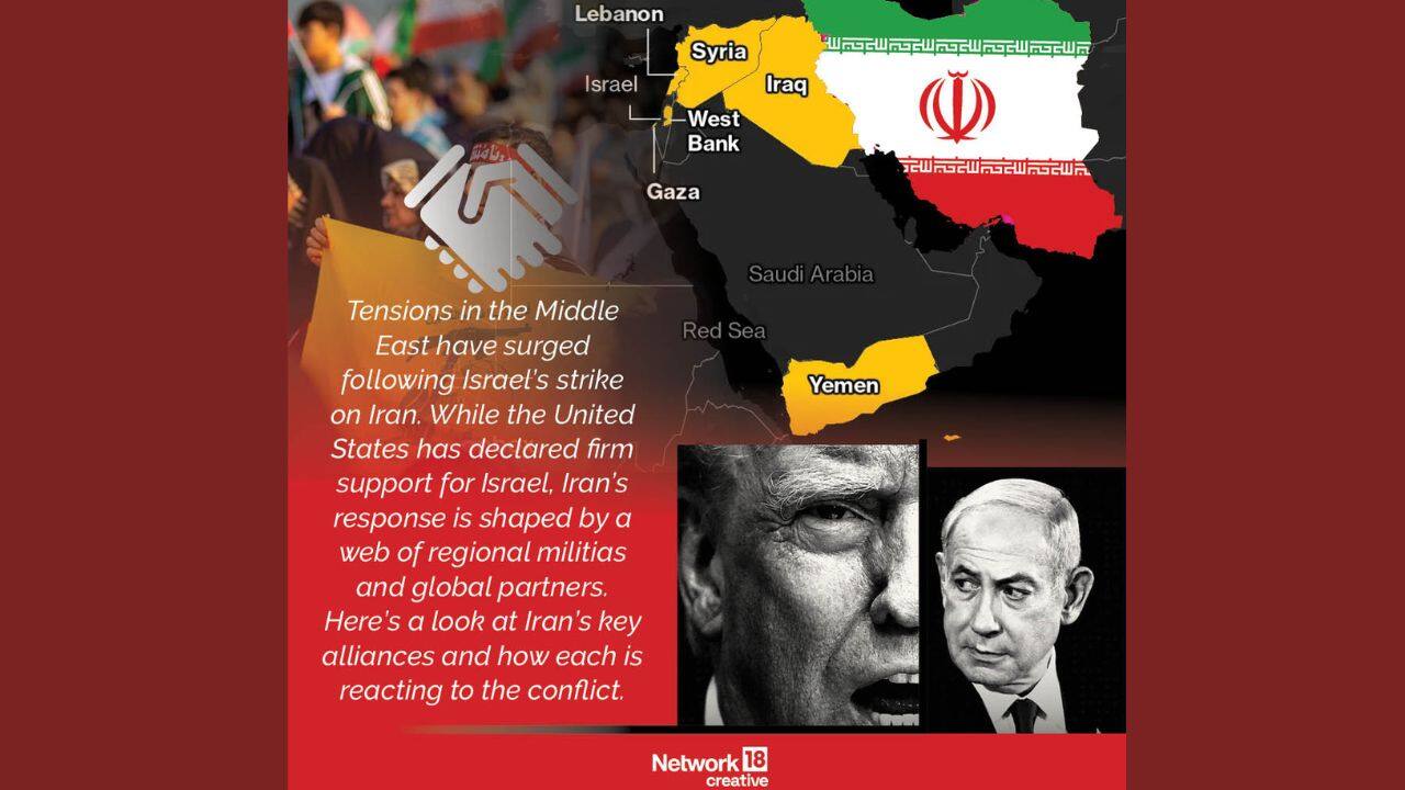 Tensions in the Middle East have sharply escalated following a recent Israeli attack on Iran. In response, the United States has reaffirmed its strong backing of Israel. (Image: News18 creative)