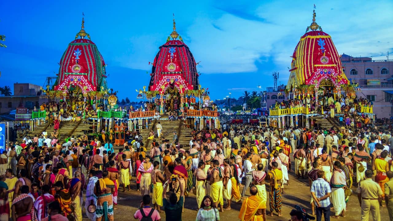 Lord Jagannath, accompanied by Balabhadra and Devi Subhadra, majestically journeys through the streets of Puri during the sacred Rath Yatra festival. (File Image: PTI)