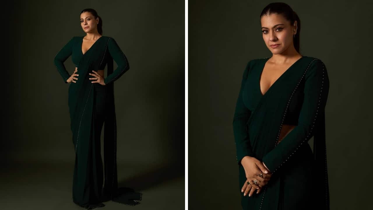 Kajol elevates saree fashion in a glamorous bottle-green drape