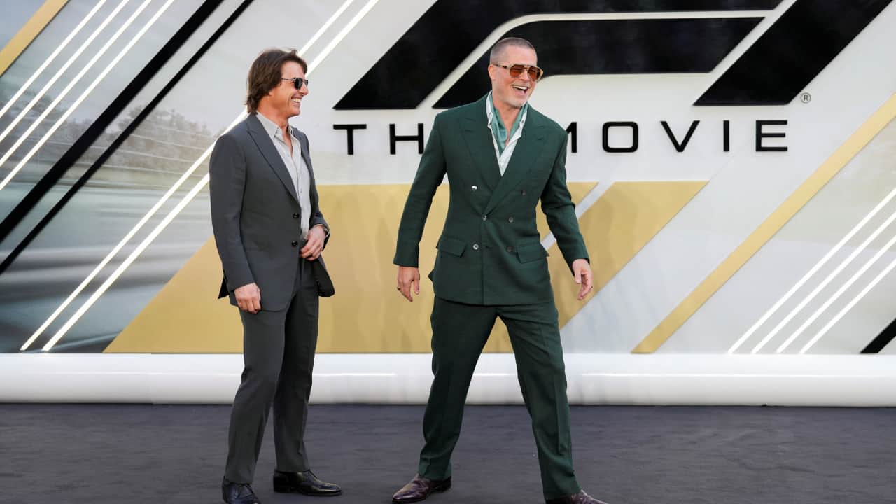  Brad Pitt and Tom Cruise attend the "F1: The Movie" European premiere in London, Britain. (PHoto: REUTERS)
