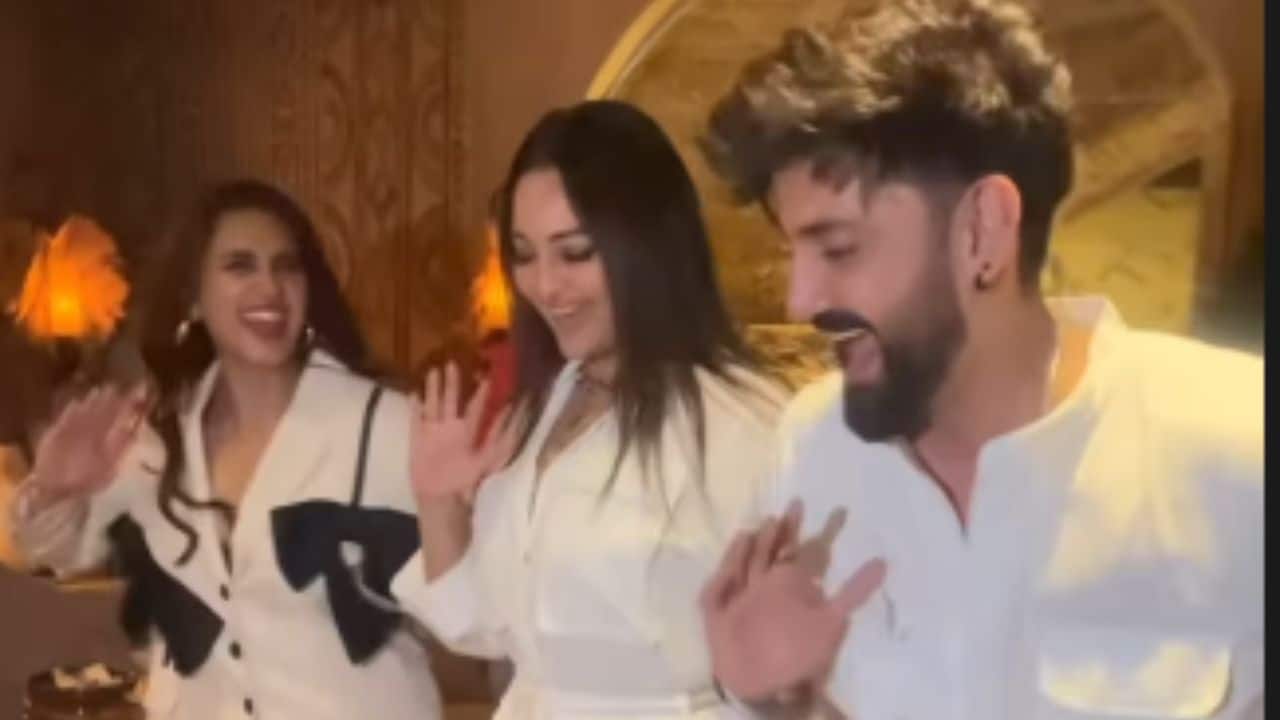 Sonakshi Sinha, Zaheer Iqbal groove with Huma Qureshi at their wedding anniversary celebrations: Watch
