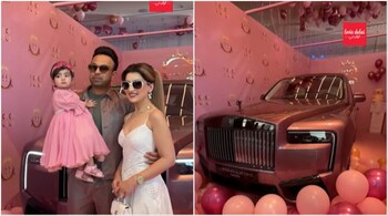 Satish Sanpal, the founder of ANAX Developments and originally from India, was seen alongside his wife Tabinda, presenting the luxury vehicle to their toddler, Isabella. (Image credit: Instagram)