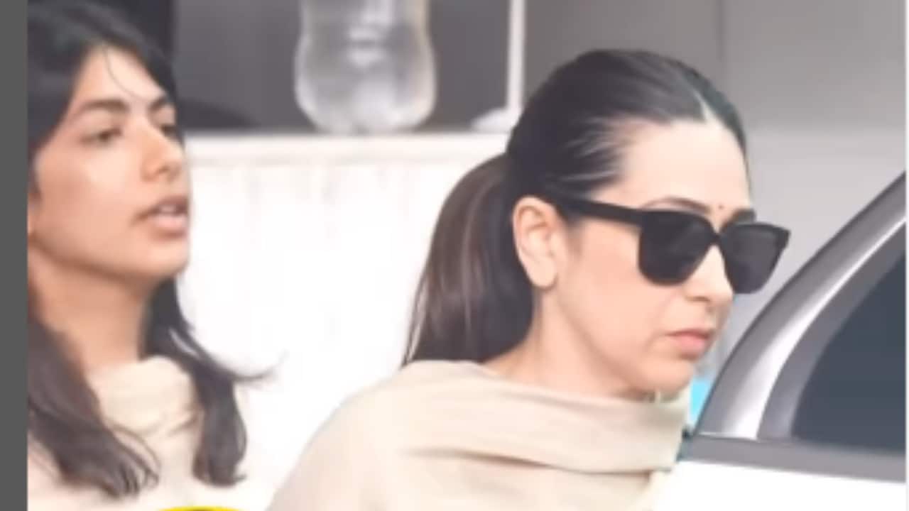 Karisma Kapoor seen heartbroken with kids Samaira and Kiaan after attending Sunjay Kapur’s Terwi prayer meeting in Delhi
