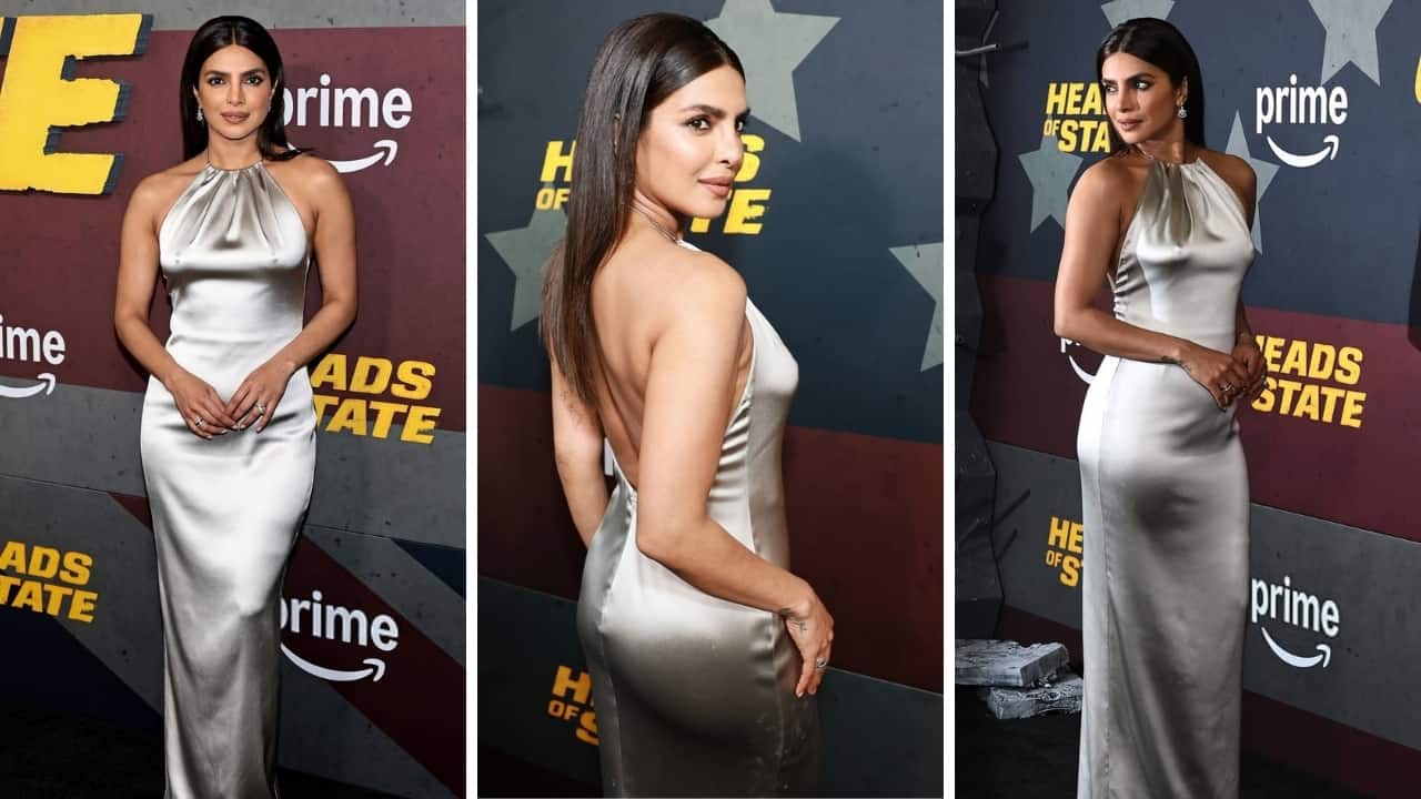 Priyanka Chopra flaunts hourglass figure in a satin dress at Heads of State premiere