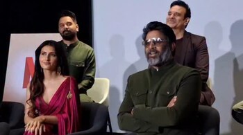 R. Madhavan looked suave in a dark green bandhgala suit, while Fatima Sana Shaikh stunned in a pink satin saree as they promoted their upcoming film.