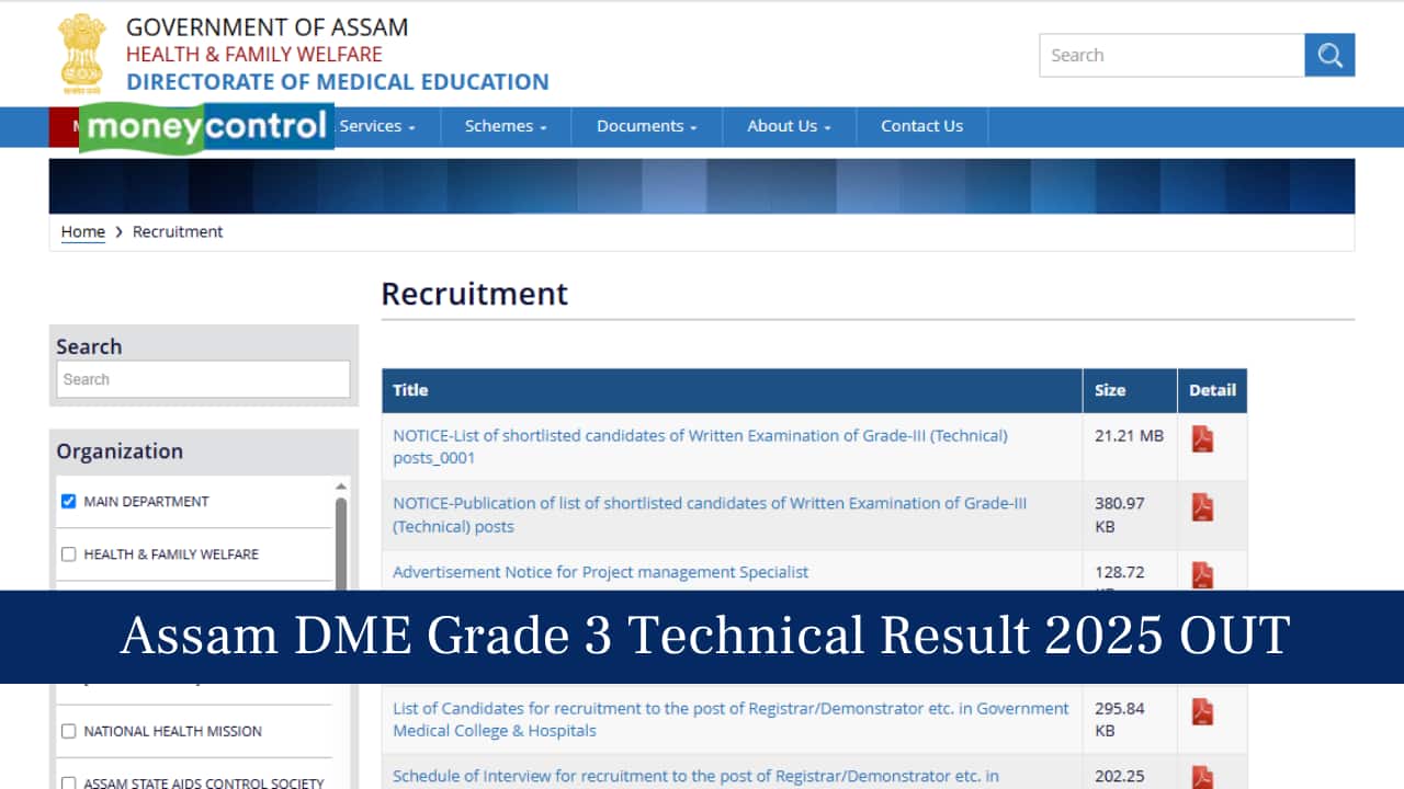 Assam DME Grade 3 Result 2025 OUT at dme.assam.gov.in; link to download merit list here