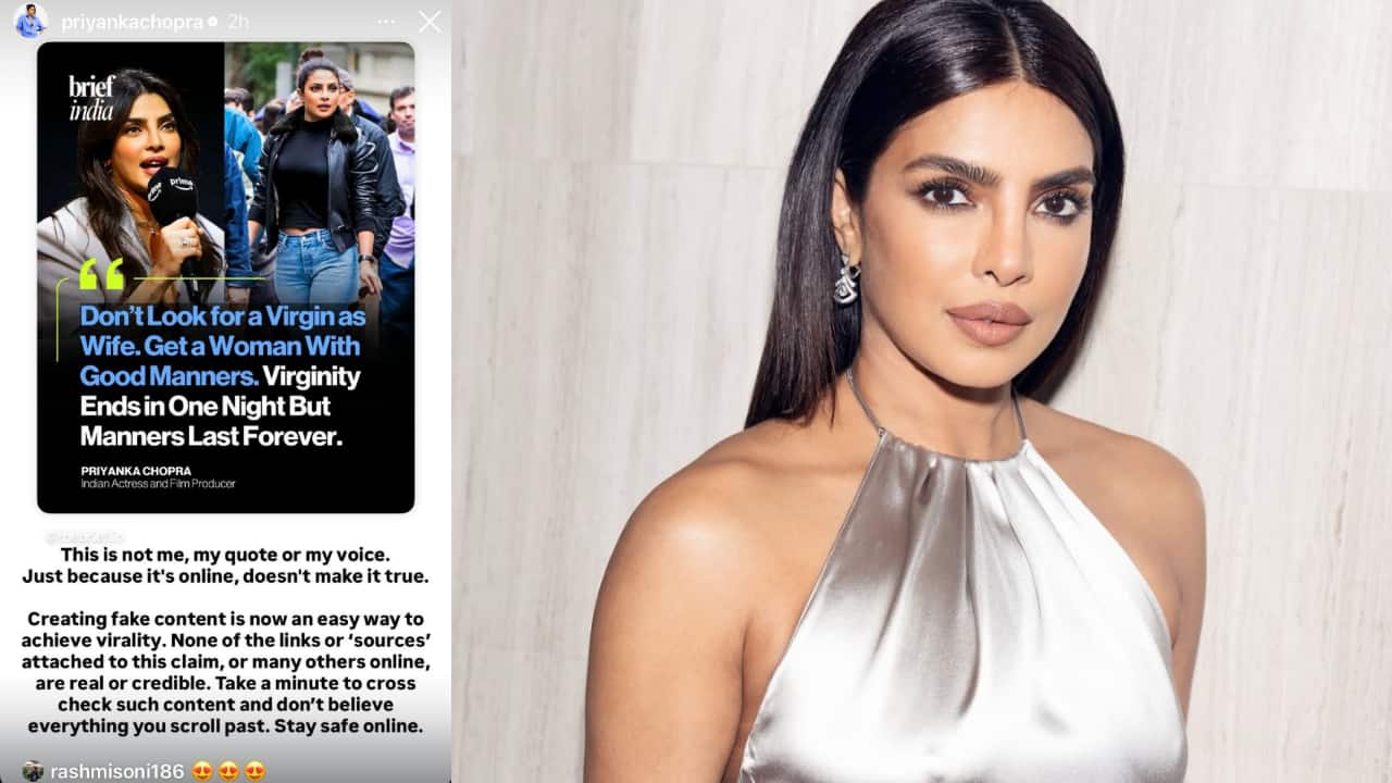 Priyanka Chopra slams fake 'Virgin as Wife' quote circulating online attributed to her, says, "This is not my voice"