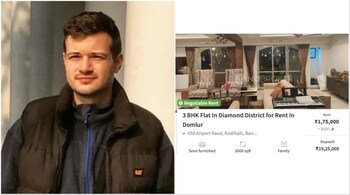 Caleb Friesen shared his predicament on X along with a screenshot of the property listed on No Broker. (Image credit: Caleb Friesen/Instagram, X)