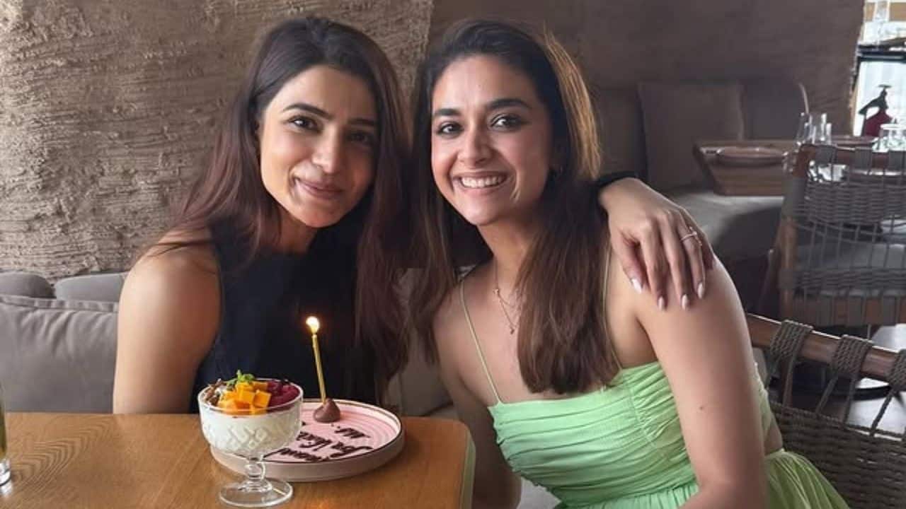 The post featured a series of candid moments, with the first photo capturing her and Keerthy during their cozy lunch outing.