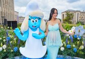 Rihanna channels Smurfette in blue as she attends The Smurfs Movie world premiere in Brussels