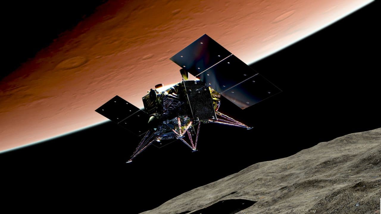 Martian Moons eXploration (MMX): JAXA's mission to explore Mars' moons, Phobos and Deimos, landing on Phobos to collect samples, launching in September 2026. (Image: ESA)