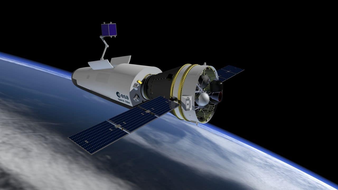 Space Rider: ESA's reusable, uncrewed spaceplane for microgravity experiments in low Earth orbit, launching in 2027. (Image: ESA)