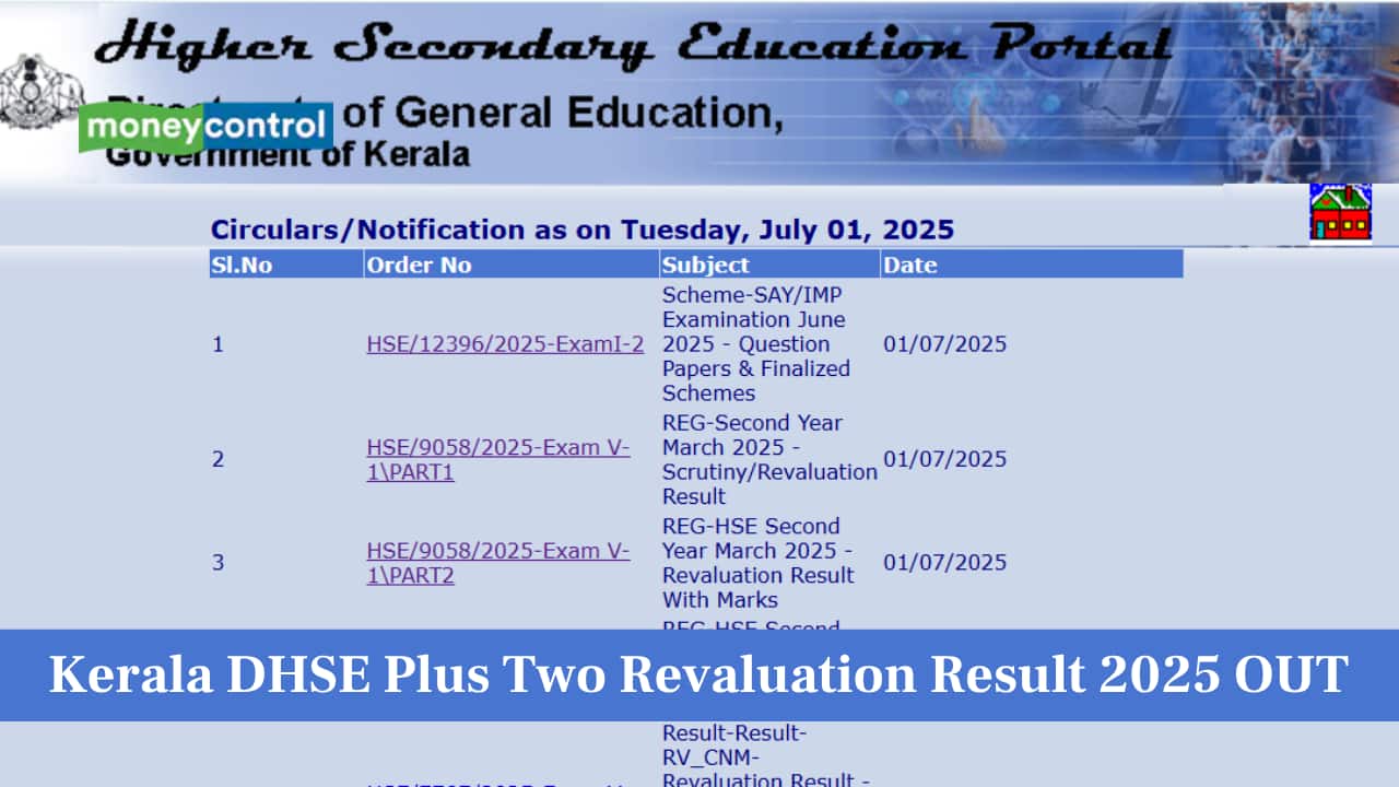 Kerala DHSE Plus two revaluation result 2025 announced at dhsekerala.gov.in; direct link here