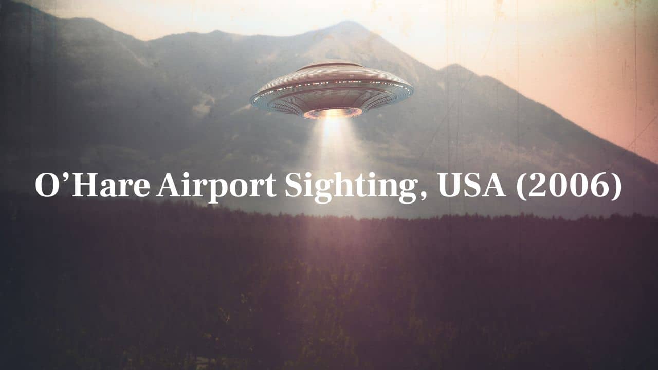O'Hare Airport Sighting, USA (2006): A disc-shaped entity appeared above Chicago's O'Hare Airport before blasting off into clouds. Both passengers and airline personnel saw it. (Image: Canva)