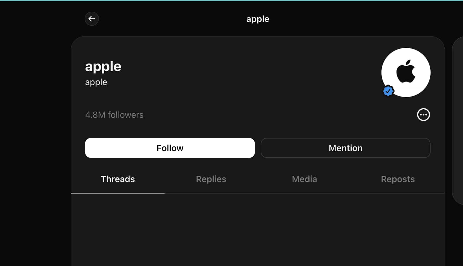 Apple is now on Threads with nearly 5 million followers
