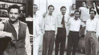 Guru Dutt @100: Guru Dutt; and Dutt (extreme left) and Dev Anand (centre) with the crew of 'Jaal', the last film Guru Dutt directed with Dev Anand in the lead. (Images via X and Wikimedia Commons)