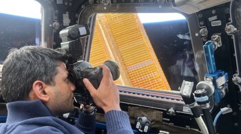 Ax-4 Pilot Shubhanshu Shukla takes photos of our home planet inside the cupola. (Image: Axiom Space)