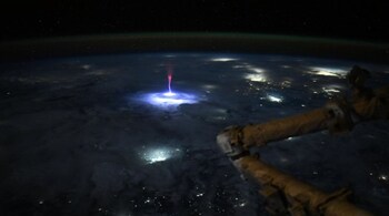 Sprites are TLEs or Transient Luminous Events, that happen above the clouds and are triggered by intense electrical activity in the thunderstorms below. (Image: @Astro_Ayers/X)