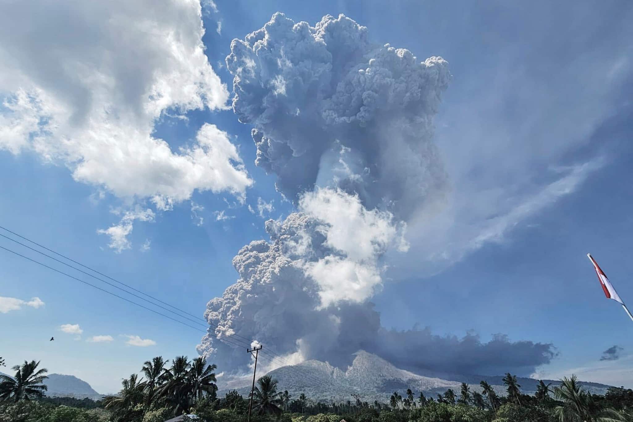 Mount Lewotobi Laki-Laki spews volcanic materials during an eruption in East Flores, Indonesia, Monday, July 7, 2025. (Image: AP)