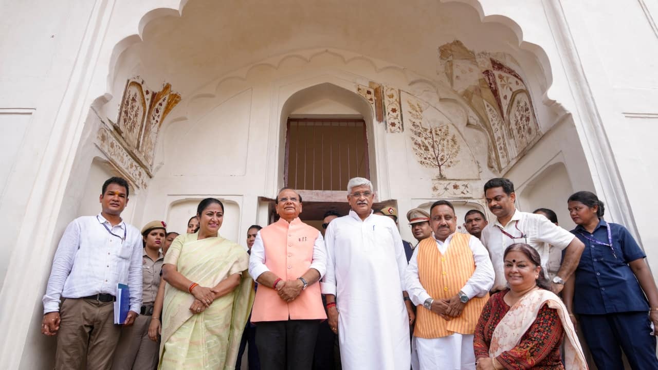 The 17th-century Mughal-era pavilion in Delhi’s Shalimar Bagh, where Aurangzeb is said to have been crowned, was reopened on a Wednesday morning by Chief Minister Rekha Gupta, joined by Culture and Tourism Minister Gajendra Singh Shekhawat, Lieutenant Governor Vinai Kumar Saxena, and Member of Parliament Praveen Khandelwal—a moment that marked not just the revival of a monument, but the return of a chapter in Delhi’s imperial story. (Image: PTI)