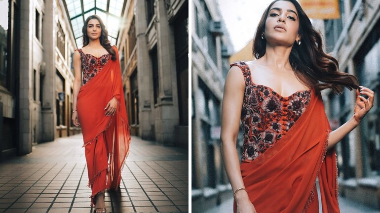 Samantha Ruth Prabhu serves modern glam in a saree with floral corset blouse