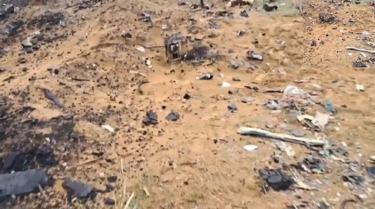 The incident occurred at around 1:25 pm in the Ratangarh region of Rajasthan's Churu. A team from the Rajaldesar Police Station reached the crash site shortly after and has launched a preliminary probe, News18 reported (Image: Screenshot of ANI video)