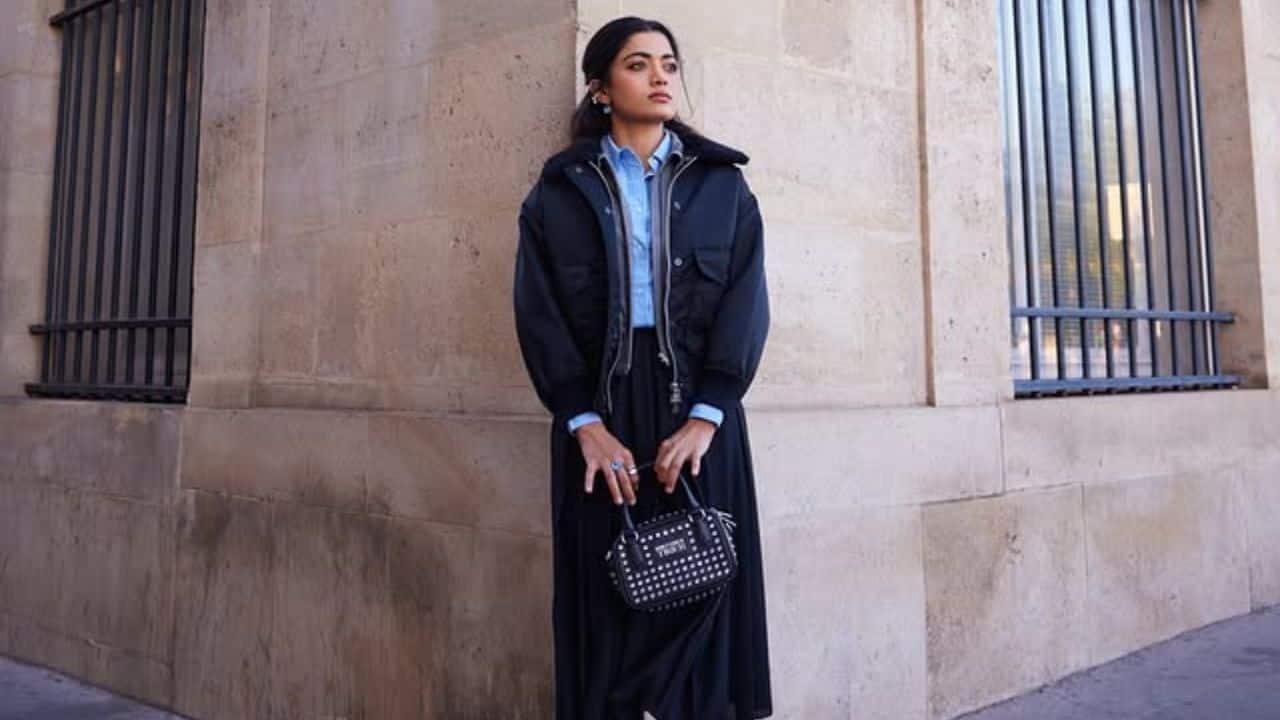 Rashmika mandanna stuns in chic Parisian look at a store launch, calls yellow her "favourite and lucky colour"