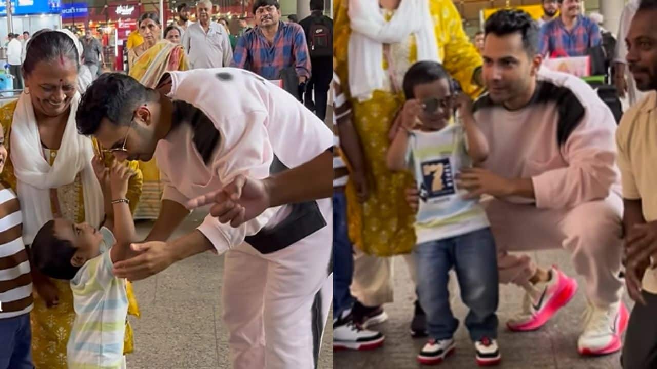 Varun Dhawan gives his sunglasses to young fan in a sweet gesture as they click pictures at the airport: Watch