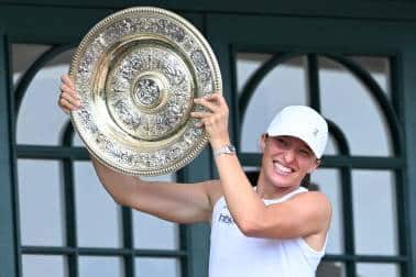 Iga Swiatek destroyed American 13th seed Amanda Anisimova 6-0, 6-0 in the Wimbledon final, becoming the first woman to win a major final by that scoreline since Steffi Graf in 1988 and the first to do so at Wimbledon since 1911. (Image: AFP) 