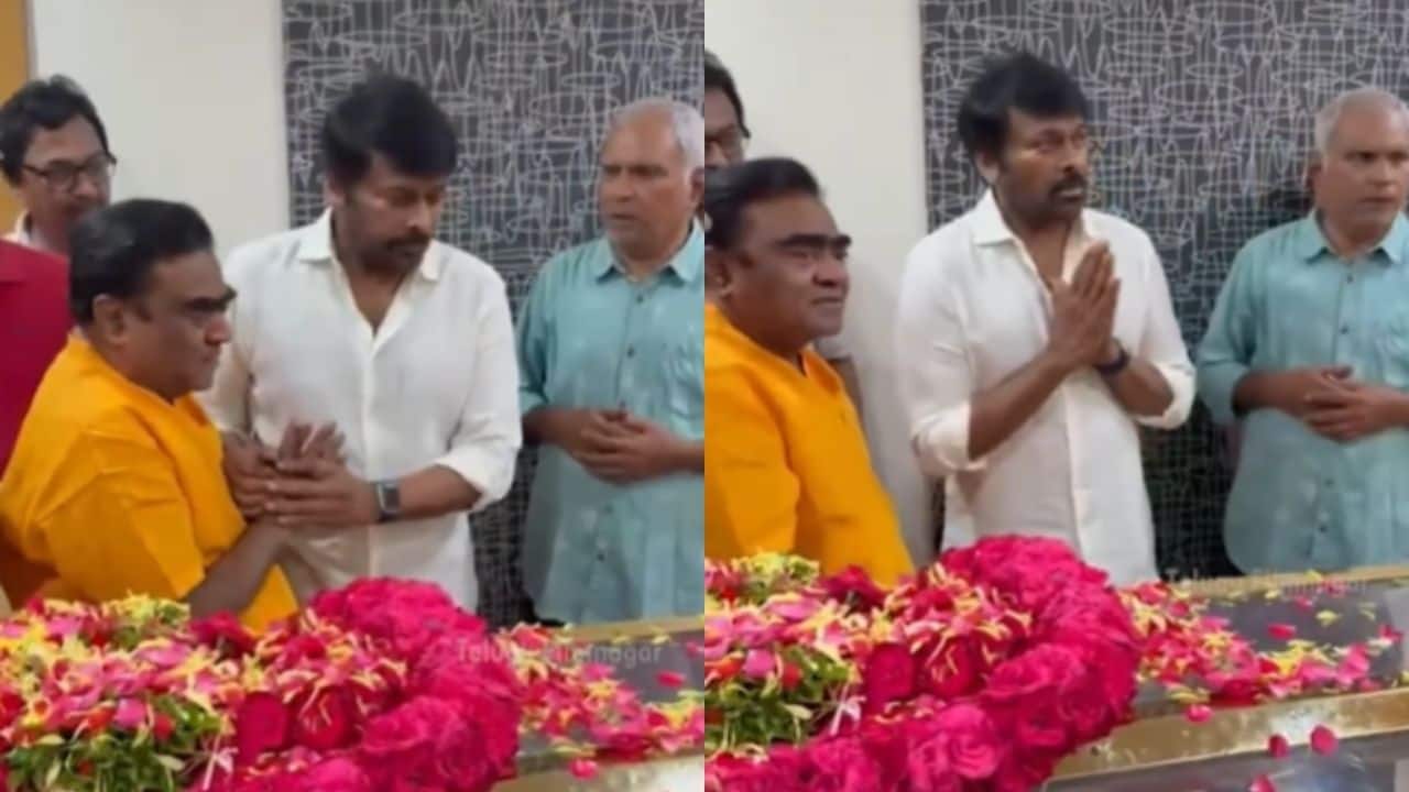 Chiranjeevi bids emotional farewell to Kota Srinivasa Rao at his funeral, watch