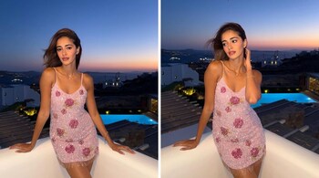 The 26-year-old actress wore a pink slip mini dress that flattered her curves and looked glamorous with its dew-bright pink sequins