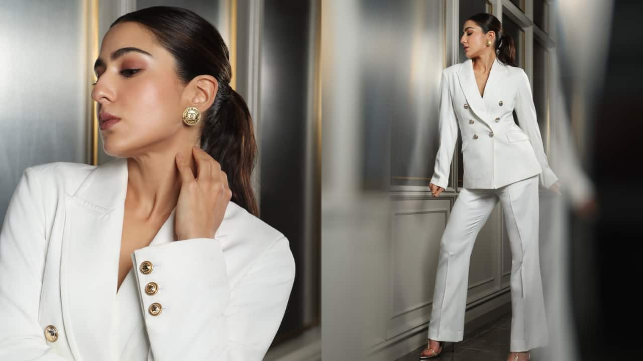 Sara Ali Khan Sara, who is riding high on the success of her film Metro… In Dino, stuns in this flawless white pantsuit, highlighted with gold buttons. Her look is sharp, clean, and well-tailored. Even her styling is sleek, with well-gelled hair and minimal accessories.