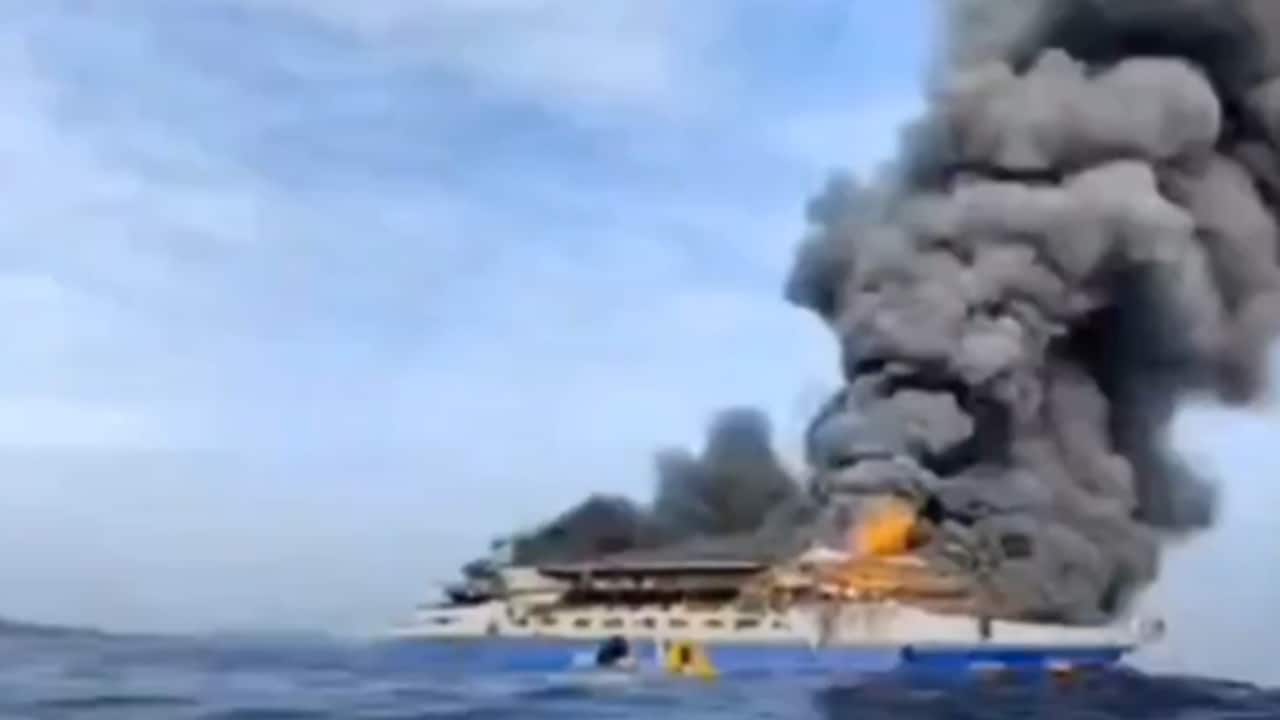 Watch: Indonesian passenger ferry catches fire at sea, killing at least 5