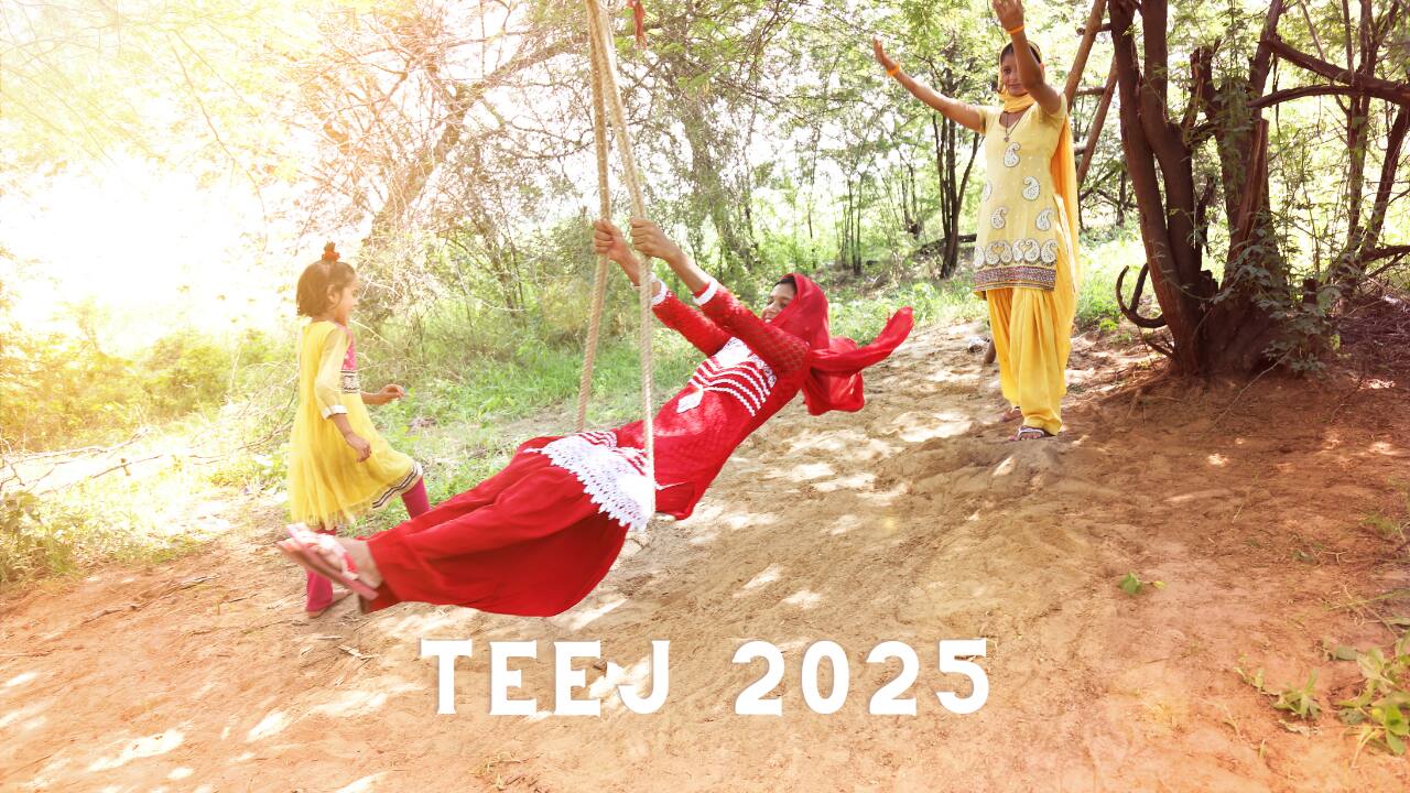 In Madhya Pradesh, women observe fasts and carry out rituals, and Teej is a vibrant festival filled with swings, fairs, and songs. (image: canva)