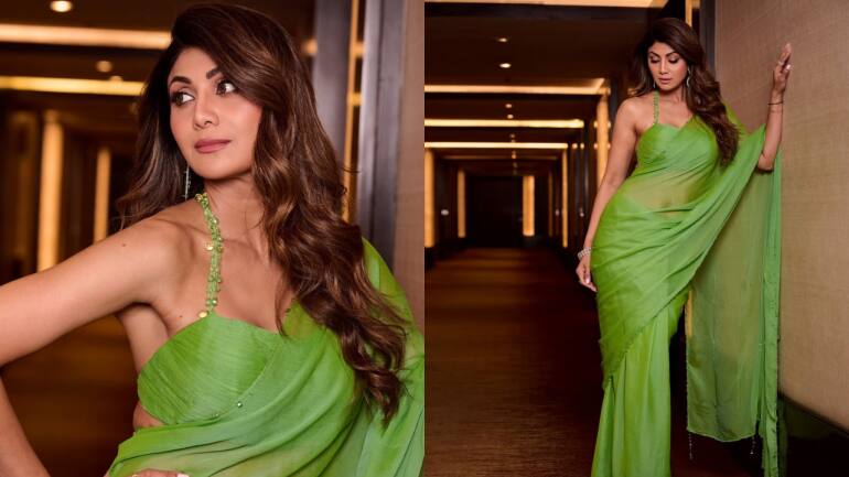 Shilpa Shetty Subtle yet striking, Shilpa’s saree is for the modern woman of today as she styles this unembellished rich green drape with a modern encrusted halter-neck blouse that adds a generous dose of glamour. She captioned this one, “I eat my greens and wear them too.”