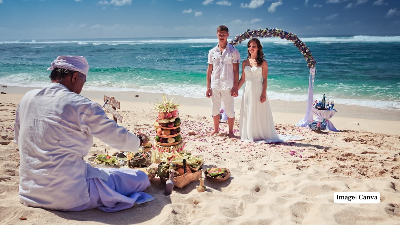 5. Bali, Indonesia Balinese weddings offer a fusion of exotic spirituality and tropical grace. Choose from oceanfront villas, jungle retreats in Ubud, or cliffside resorts in Uluwatu. Bali’s spiritual depth and vibrant ceremonies add a soulful touch to celebrations. (Image: Canva)