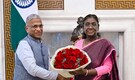 Day after VP Dhankhar's resignation, Rajya Sabha Deputy Chairman Harivansh calls on President Droupadi Murmu