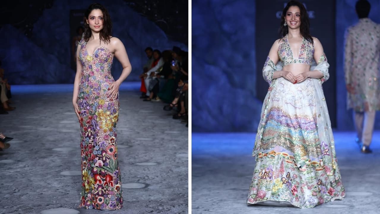 Tamannaah Bhatia stuns in Rahul Mishra’s glittering ensembles at India Couture Week 2025