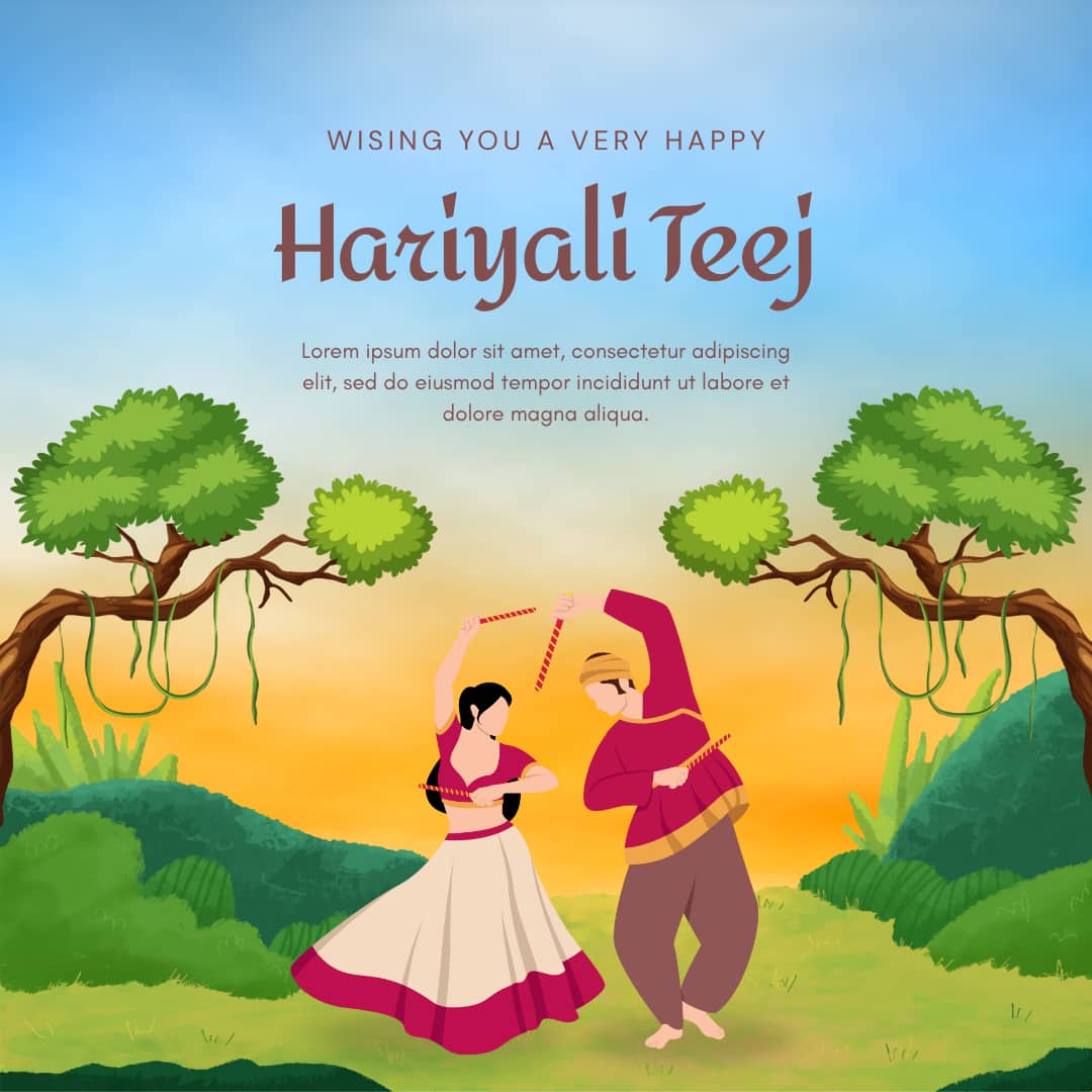 Happy Hariyali Teej 2025 Image (canva)