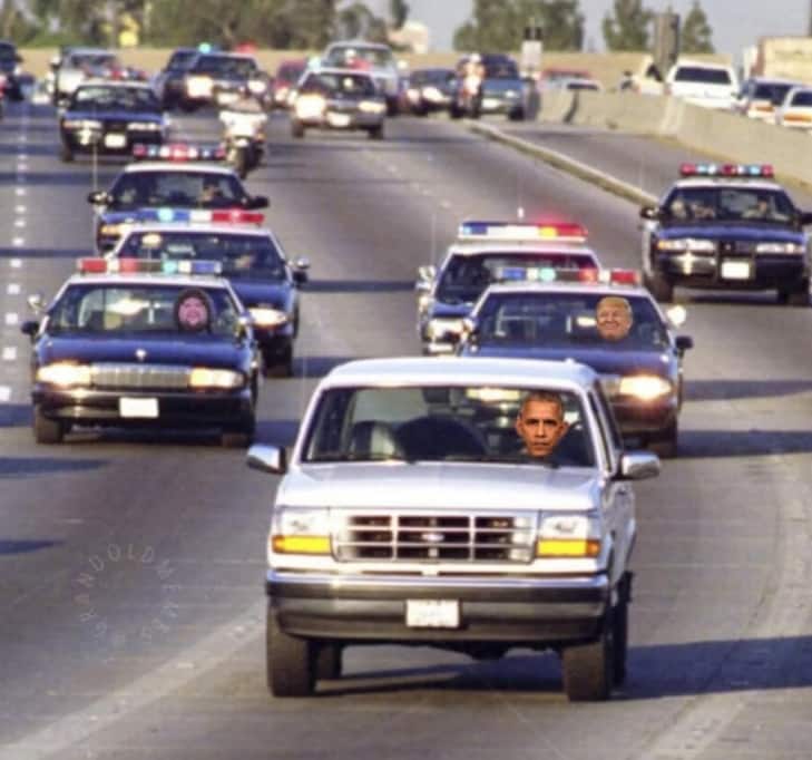 Trump mocks Obama with satirical O.J. Simpson Bronco chase meme